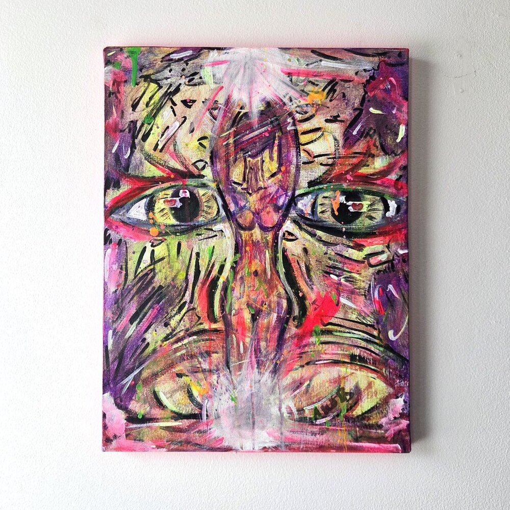 "Awareness" Acrylic Expressionism Canvas Painting 12" x 16"
